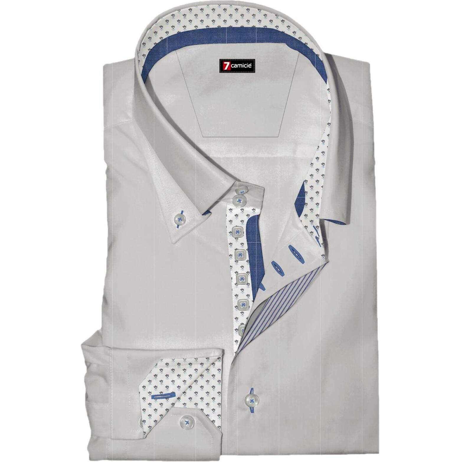 Camicia Uomo 2 Bottoni Button Down Slim Twill Unito Bianco