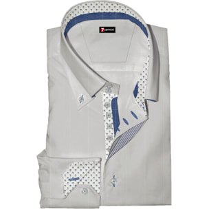 Camicia Uomo 2 Bottoni Button Down Slim Twill Unito Bianco