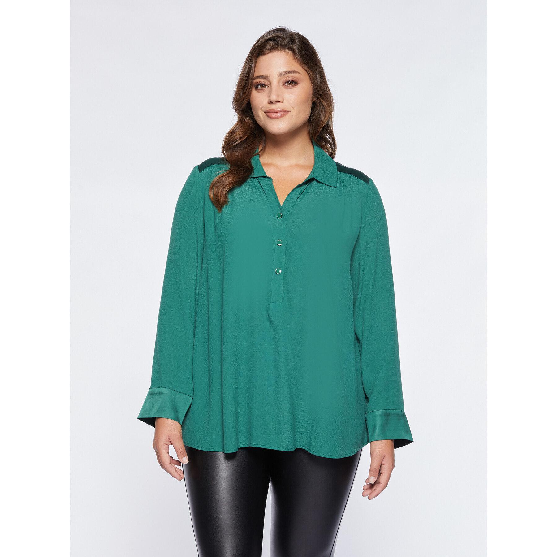 Fiorella Rubino - Blusa in viscosa ECOVERO™ con bottoni - Verde