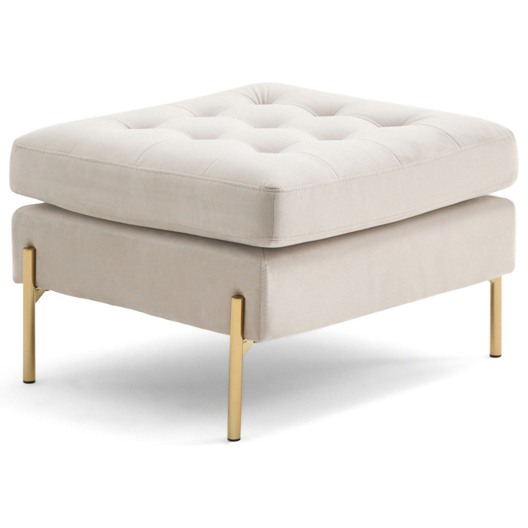 Isaure - pouf en velours - Beige