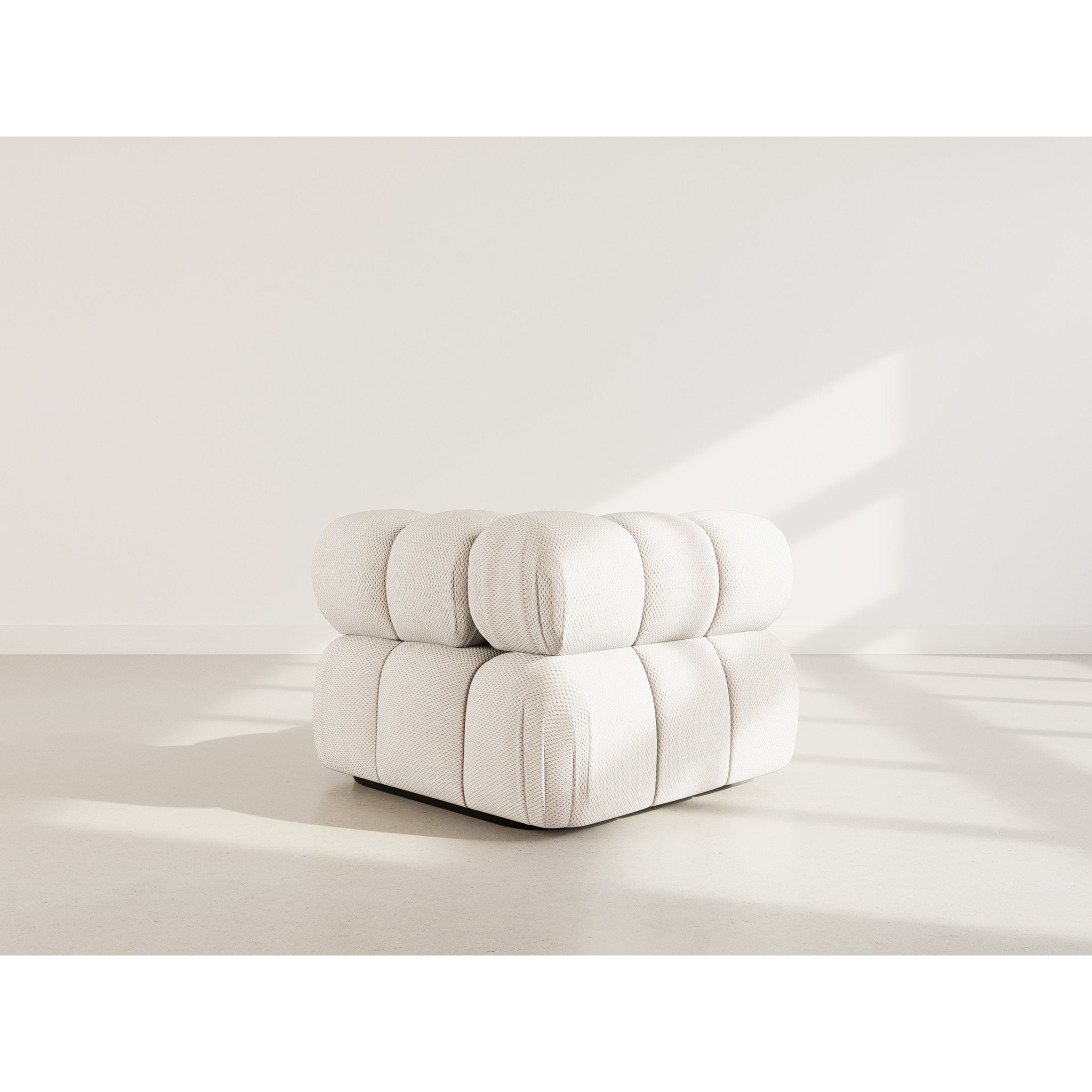 Ruby - module d'assise d'angle droit en velours texturé - Beige