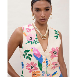 Gilet con perline multicolori