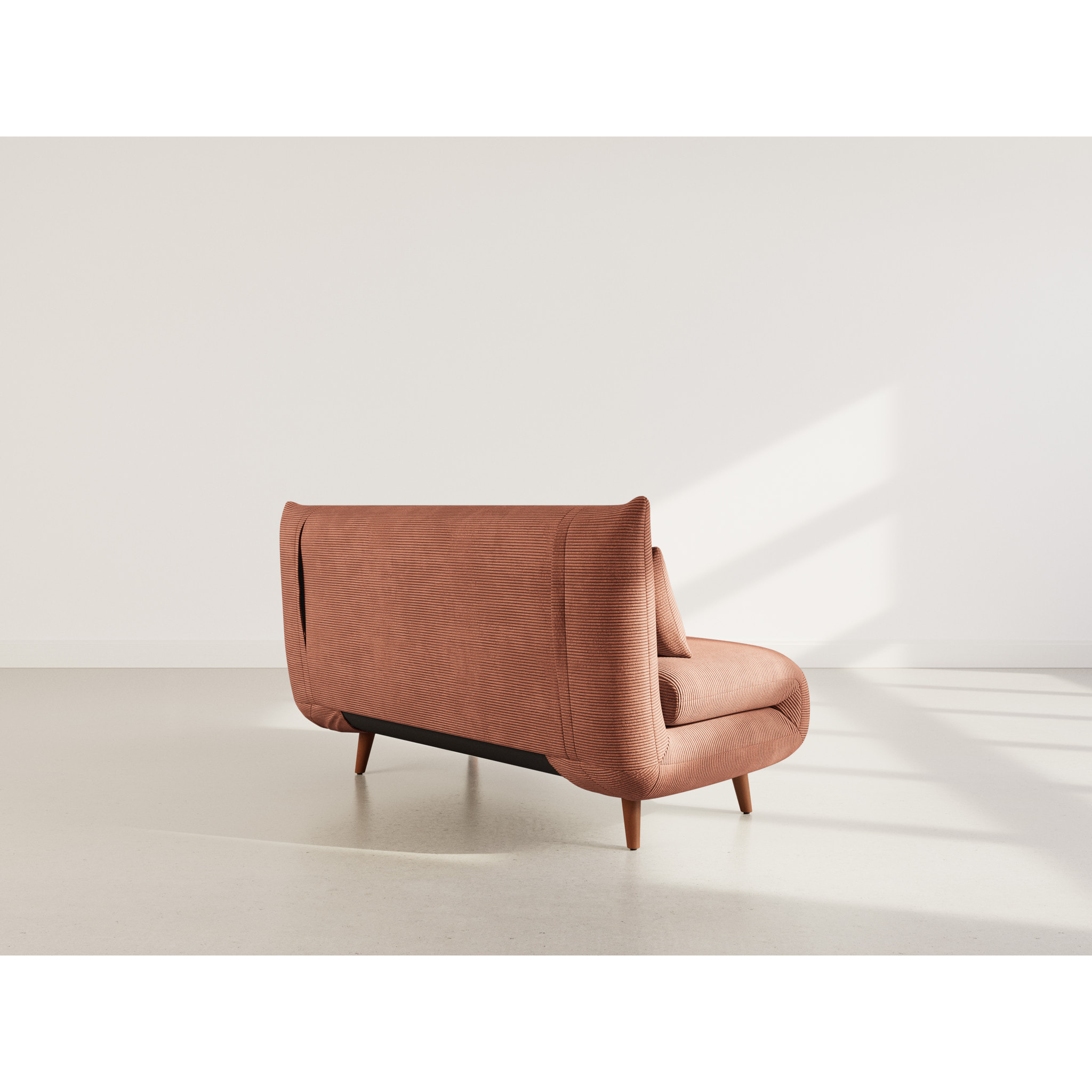 Lumi - Banquette convertible clic-clac 2 places en velours côtelé - Terracotta