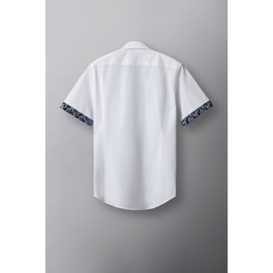Camicia Uomo 1 Bottone Italiano Popeline Stretch Unito Bianco