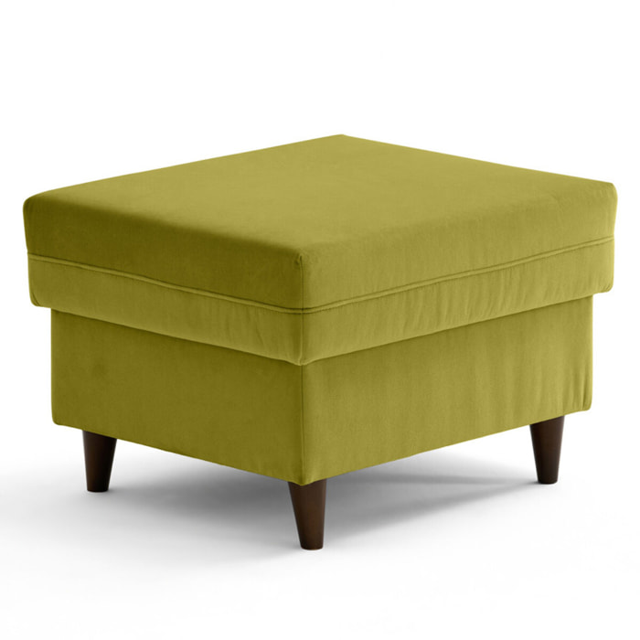 Brooke - pouf en velours pieds en bois - Vert Olive