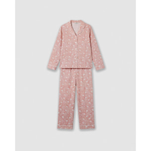 Pijama largo camisero algodón dusty rosa