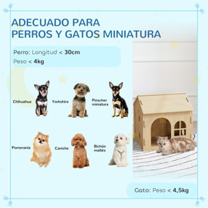 Caseta para Perros Casa para Perros Interior con Ventana Diseño de Garra Hueca Casita para Perros y Gatos 49,5x41x51 cm Roble