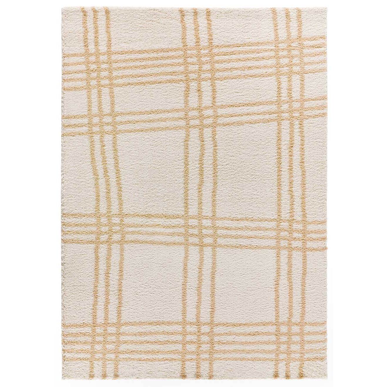 HELIA Alfombra shaggy de estilo nórdico en tonos beige, varias medidas disponibles