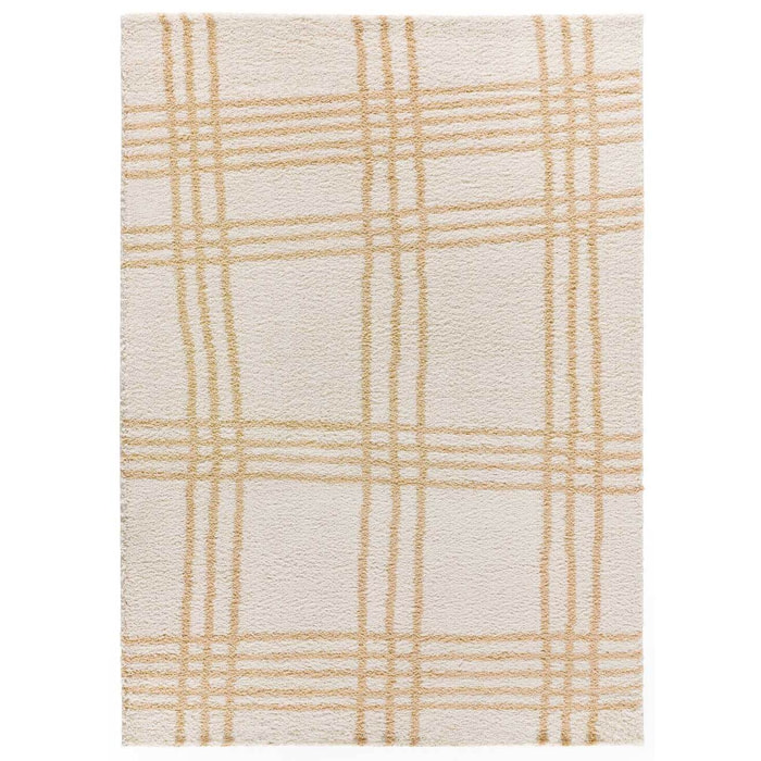 HELIA Alfombra shaggy de estilo nórdico en tonos beige, varias medidas disponibles