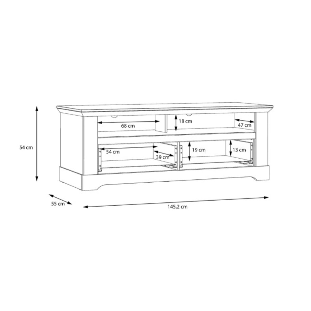 Meuble TV en bois effet chêne clair blanchi L145cm - ILONA