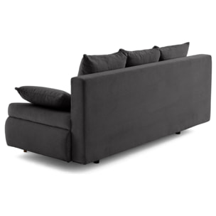 Larson - canapé droit 3 places convertible avec coffre en velours côtelé - Gris foncé