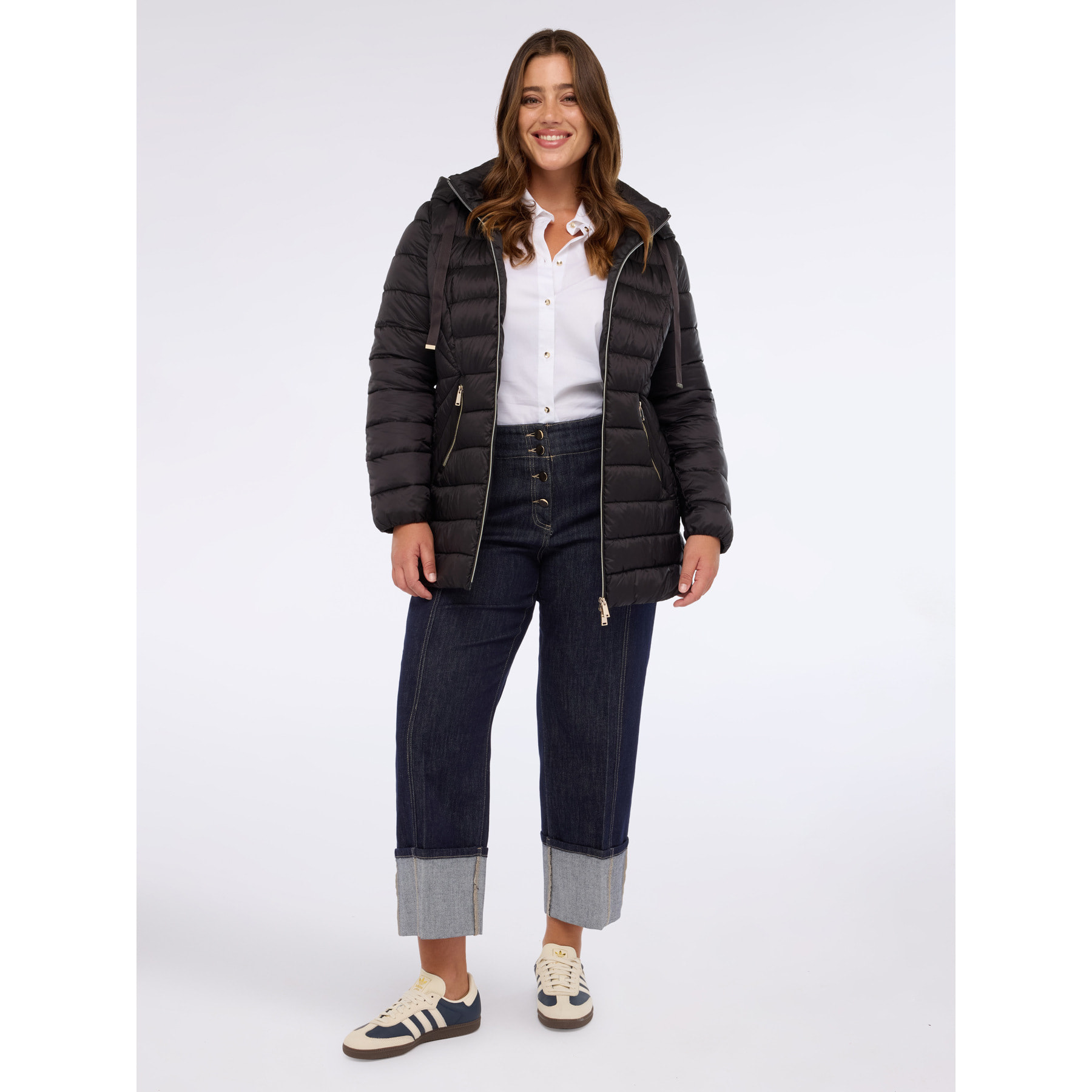 Fiorella Rubino - Plumífero largo con capucha desmontable - Negro