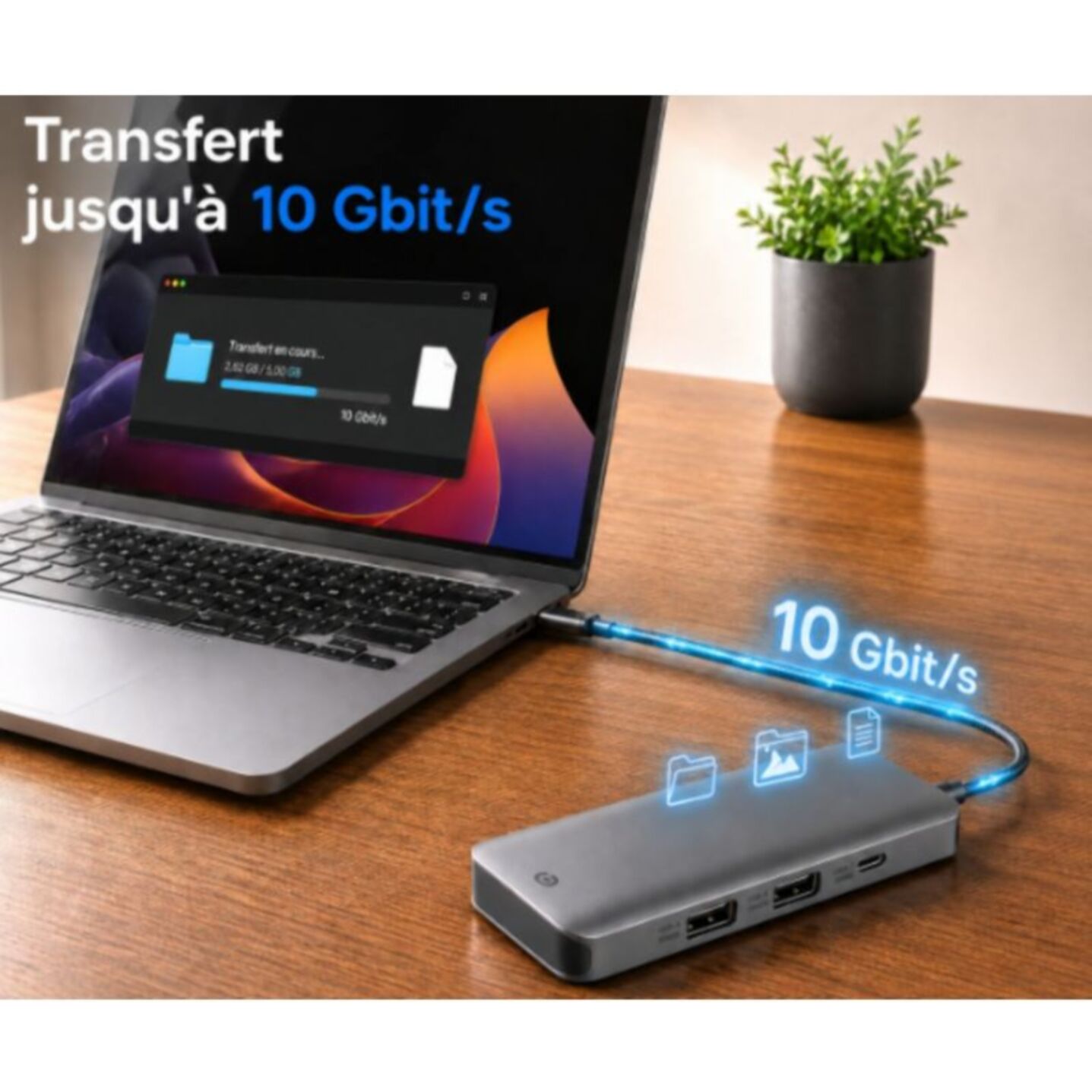 Hub USB C ESSENTIELB 5 en 1 2 USB-A + 3 USB-C