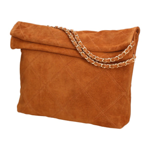 Borsa a spalla da donna Made in Italy - Modello Celeste Elite - Pelle scamosciata - 32.0 x 34.0 x 6.0 cm