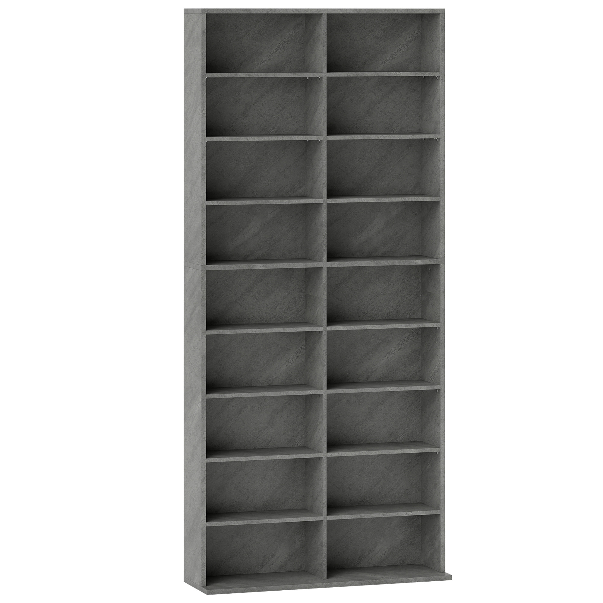 Étagère pour CD et DVD - 18 compartiments, 14 étagères réglables - 78,5x24x175cm - gris