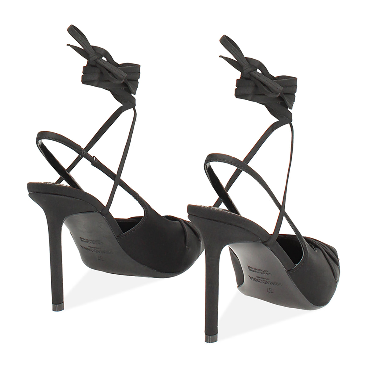 Décolleté slingback donna nere con lacci, tacco 9,5 cm