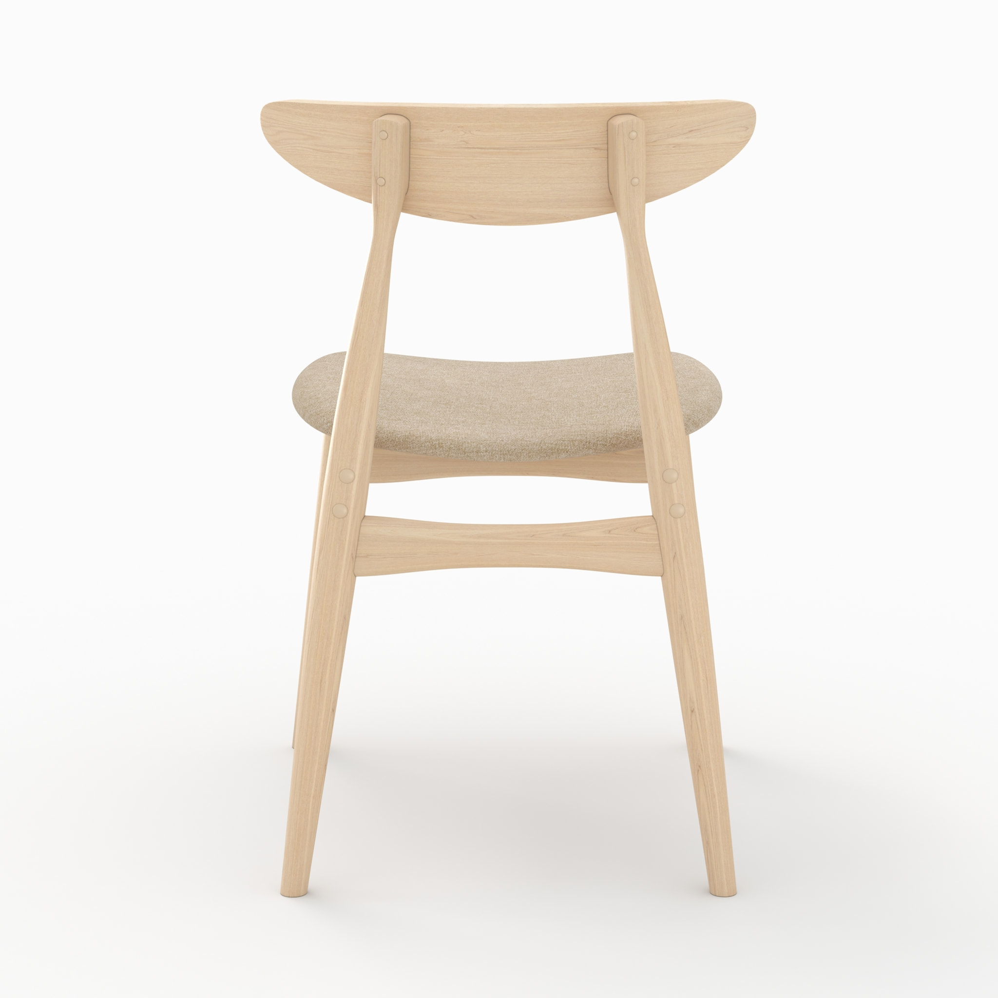 Lot de 2 chaises en tissu beige et bois d'hévéa - Josette