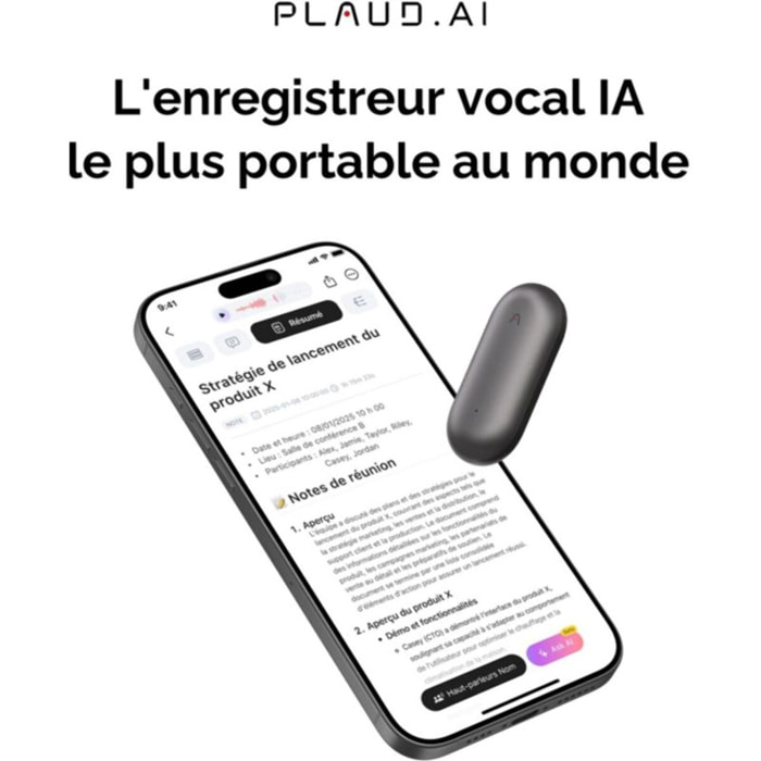 DICTAPHONE PLAUD NotePin Cosmic Gray