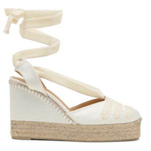 Alpargatas de cuña de mujer Cersei en raso con doble plataforma