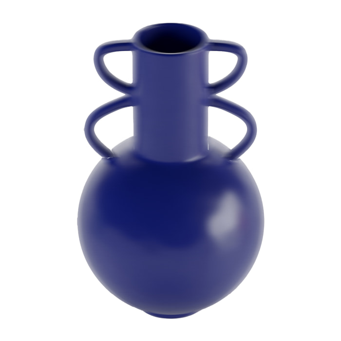 Florence - Vase amphore 4 poignées en céramique bleue