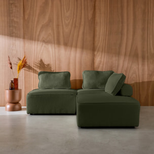 Lot de 3 chauffeuses pour canapé modulable tissu bouclette kaki 1 place Bao. L 90 x P 90 x H 74cm