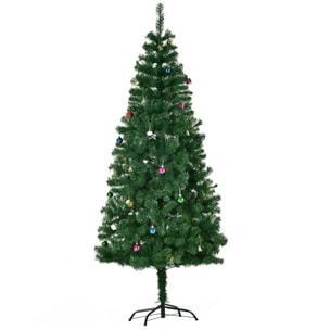 árbol de Navidad 180cm Artificial Pino con Adornos Decorativos 48 Pcs y Soporte Metálico Color Verde árbol Realista para Decoración Navidad