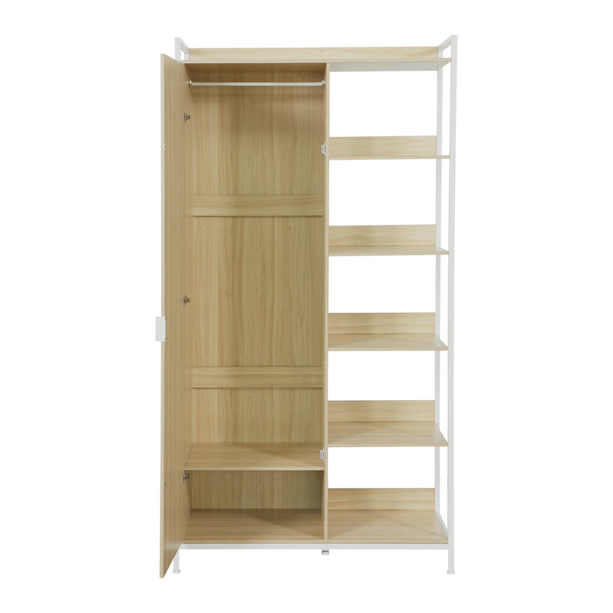 Module dressing blanc avec 1 penderie. 6 étagères et 1 porte. L 100 x P 48 x H 190 cm