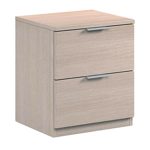 Comodino Syracuse, Comodino moderno a 2 cassetti, Tavolino da notte, Comò basso per camera da letto, cm 38x34h45, Rovere