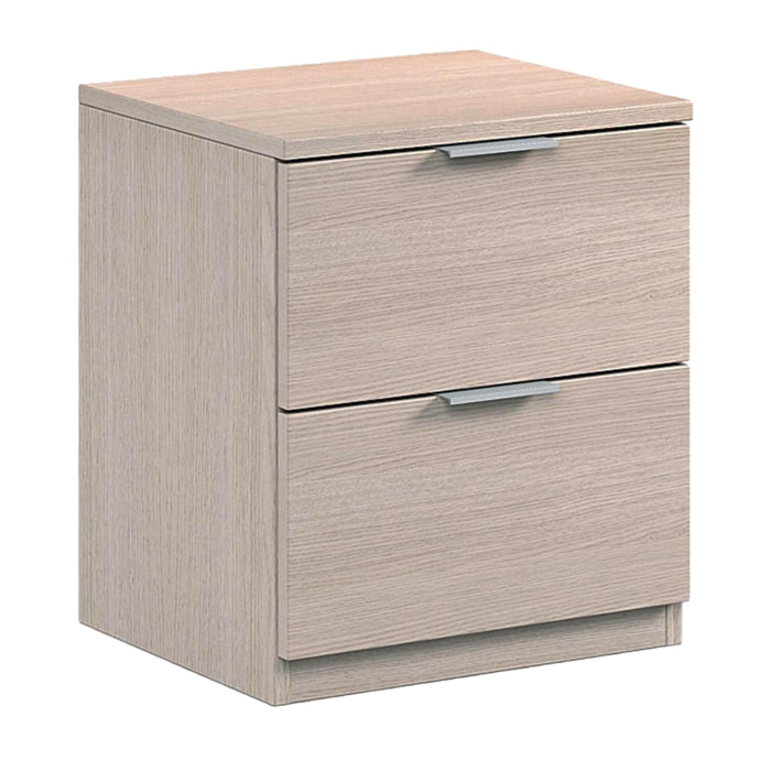 Comodino Syracuse, Comodino moderno a 2 cassetti, Tavolino da notte, Comò basso per camera da letto, cm 38x34h45, Rovere