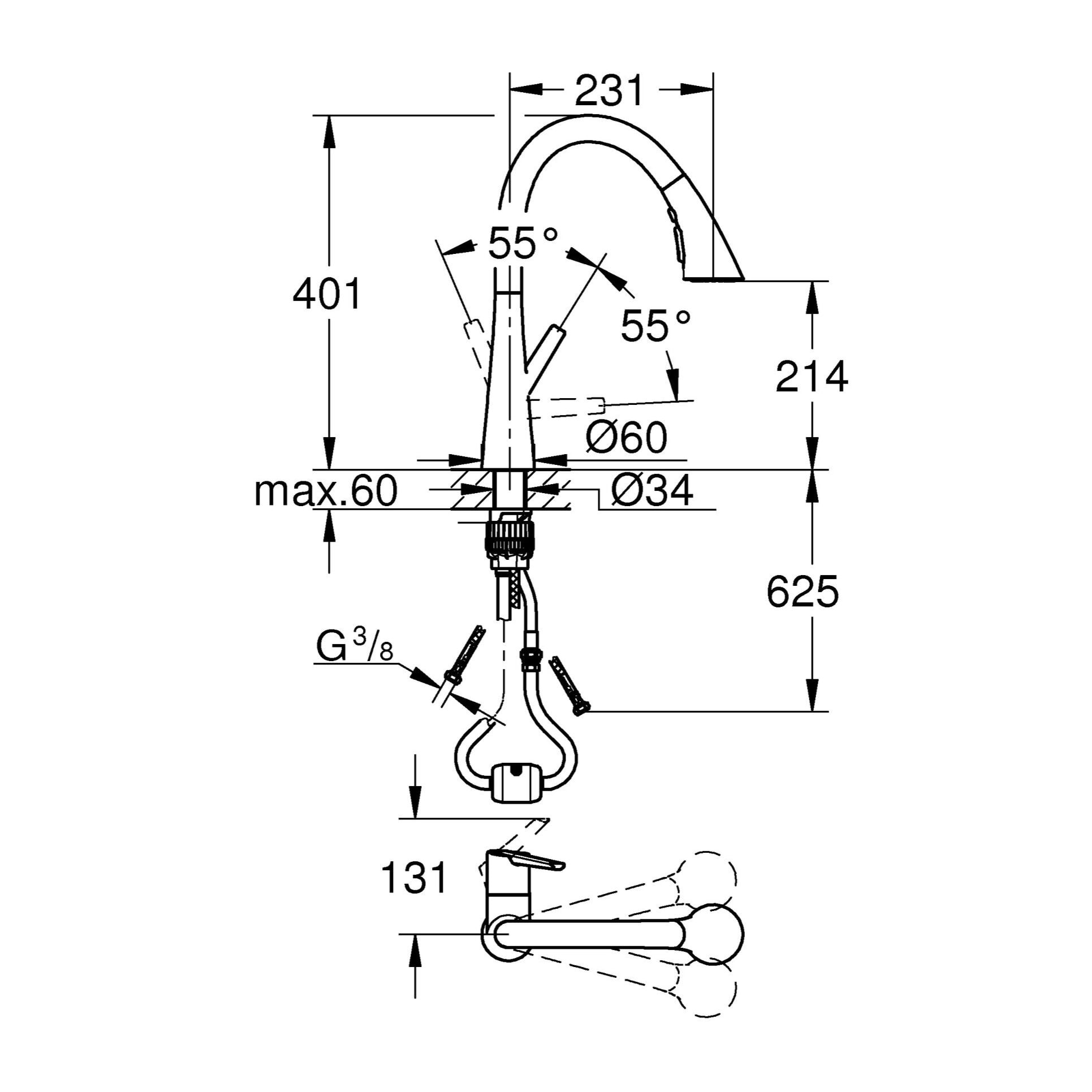 GROHE Mitigeur monocommande Evier Chromé Zedra 32294002