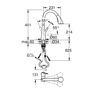 GROHE Mitigeur monocommande Evier Chromé Zedra 32294002