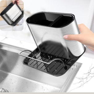 Organisateur d'évier en acier inoxydable et plastique