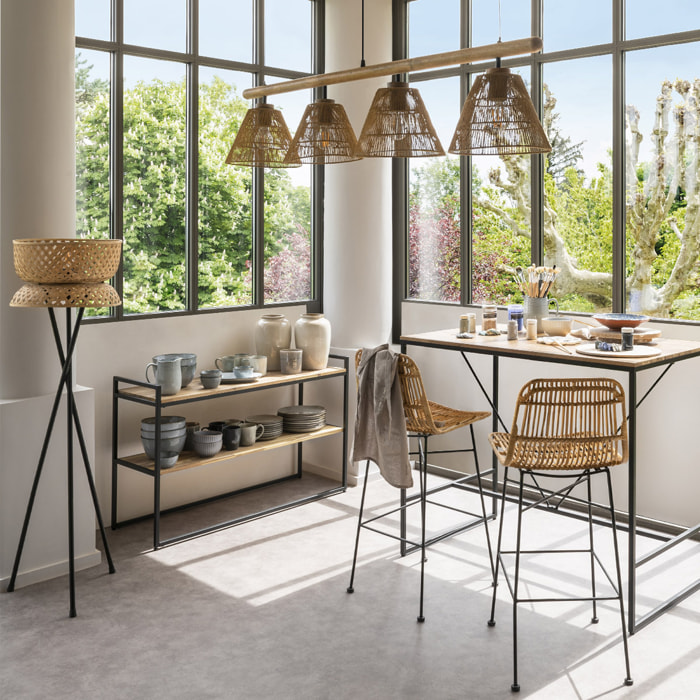 Table à manger bar "Edena" acacia métal L115cm