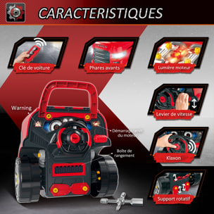 Camion mécano 2 en 1 - jouet bricolage enfant - jeu d'imitation mécanicien - nombreux accessoires total de 61 pièces - effets sonores et lumineux - PP ABS rouge