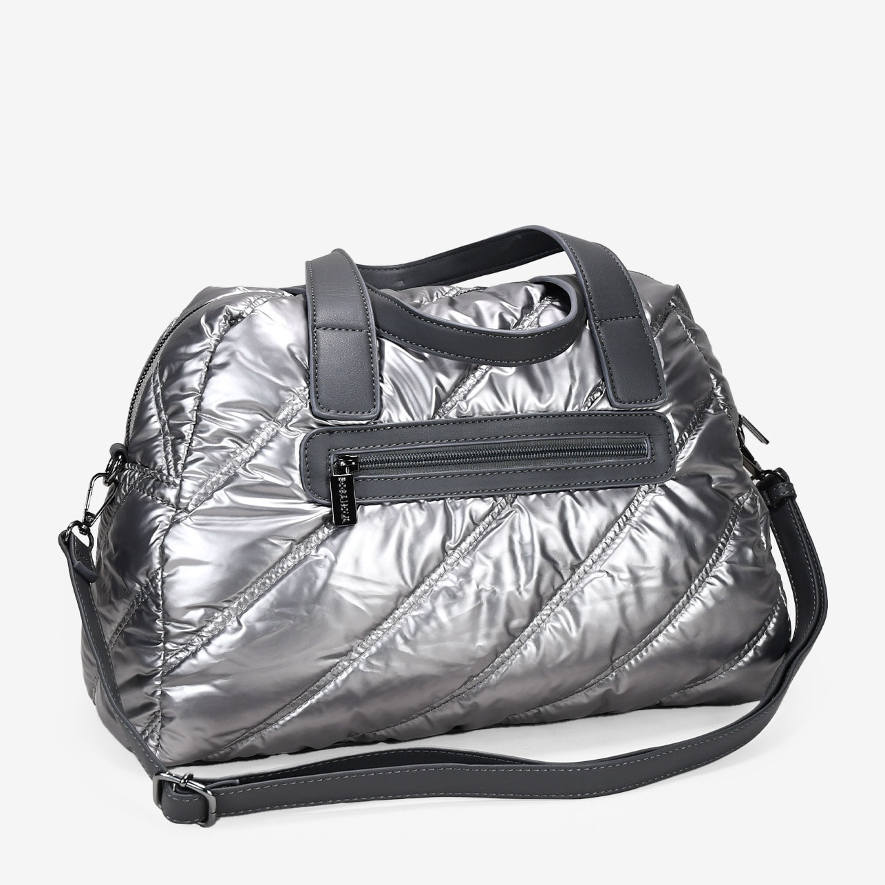 Bolso bowling plomo con cosido acolchado