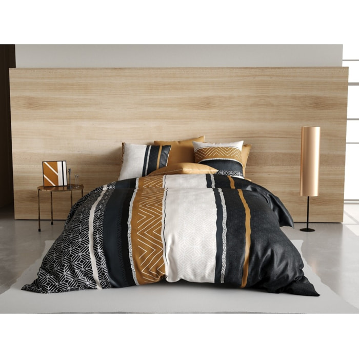 Parure housse de couette coton gris