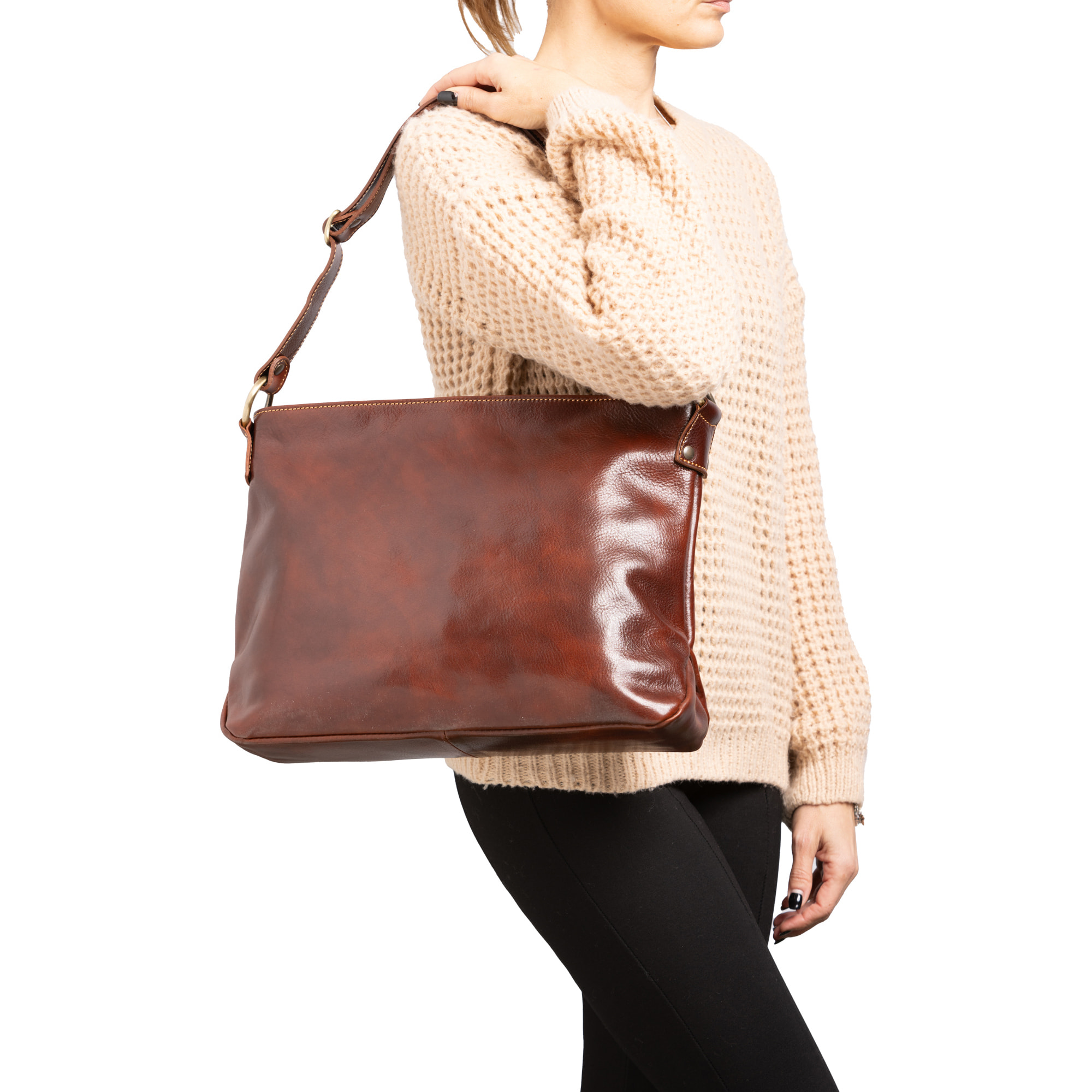 Borsa a spalla  da donna In Vera pelle Made in Italy 38x29x11 cm