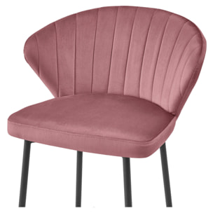 Sgabello bar Gatta in velluto rosa scuro e metallo nero