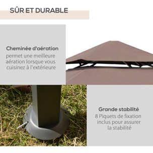 Pavillon abri tonnelle de jardin pour barbecue chocolat