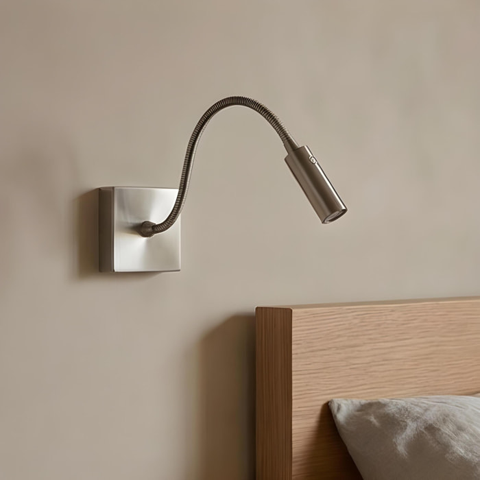 LEDS C4 Luz de lectura Tip LED 4.2 Blanco cálido - 3000K TOUCH DIMMING Níquel satinado 175lm