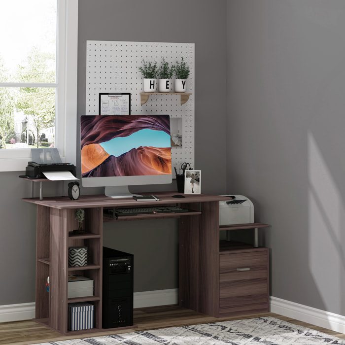 Mesa de PC Ordenador con Soporte de Impresora Armarios Estantes 152x60x80cm