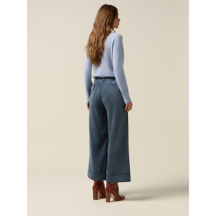 Oltre - Pantalones cropped de terciopelo - Light - blue