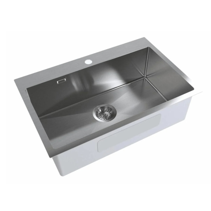 Timeless Évier de cuisine encastrable en inox 304, 68x45x21 cm, 1 bac, Gun Metal brossé PVD