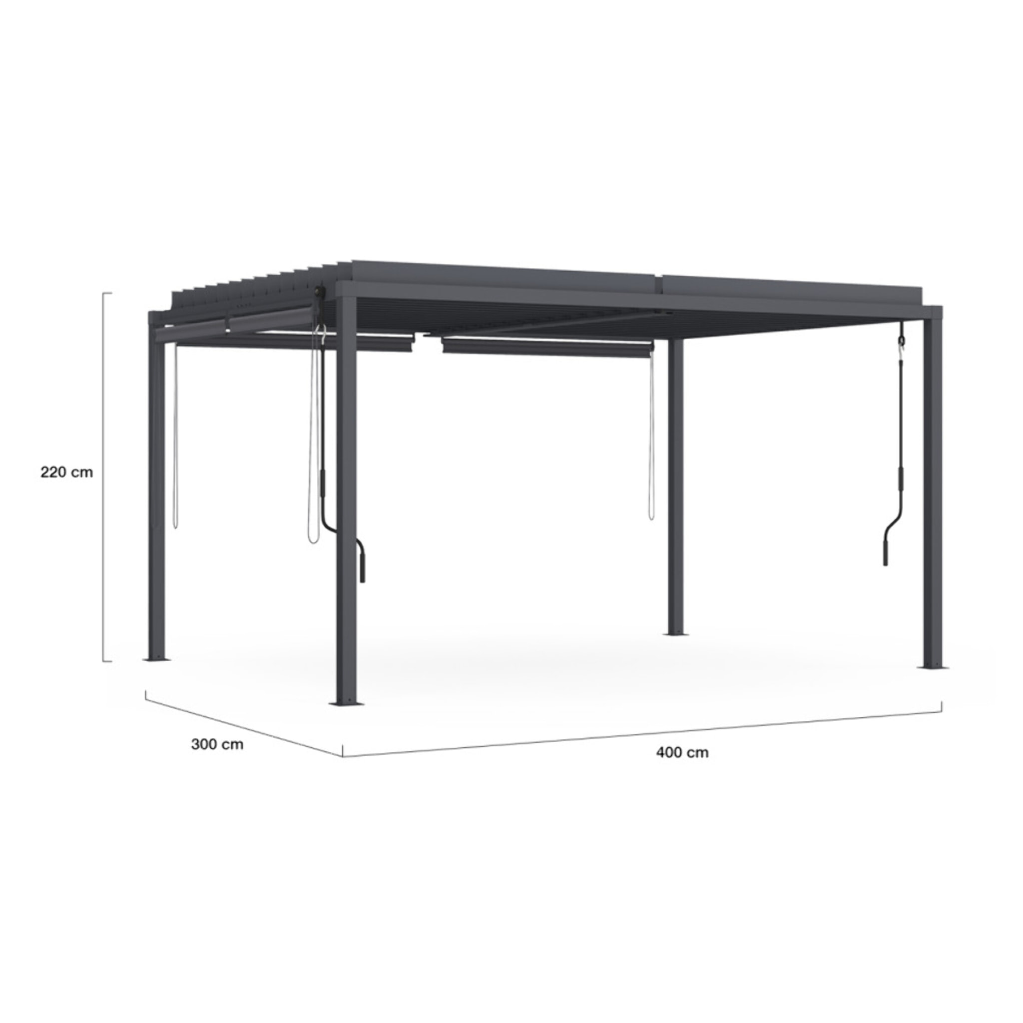 Pergola bioclimatique en acier polycarbonate 3x4m avec stores