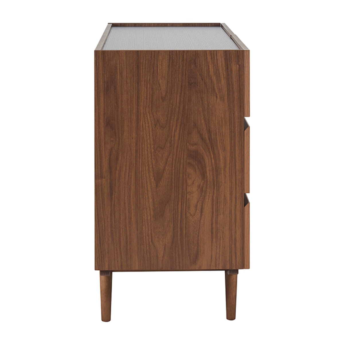 Commode finition bois foncé noyer 6 tiroirs L120 cm SANAA
