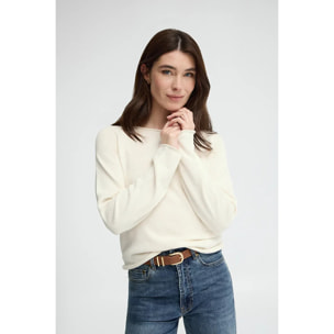 Maglione ecrù con finiture leggermente arrotolate e logo Polo Club