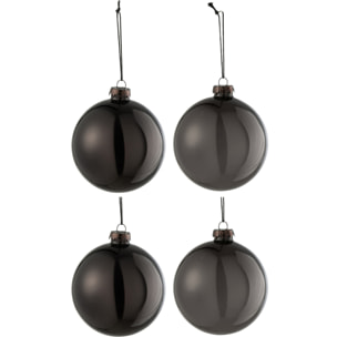 J-Line boule de Noël - verre - noir - medium - boîte de 4