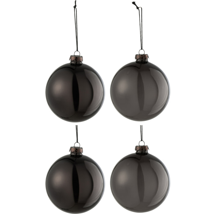 J-Line boule de Noël - verre - noir - medium - boîte de 4