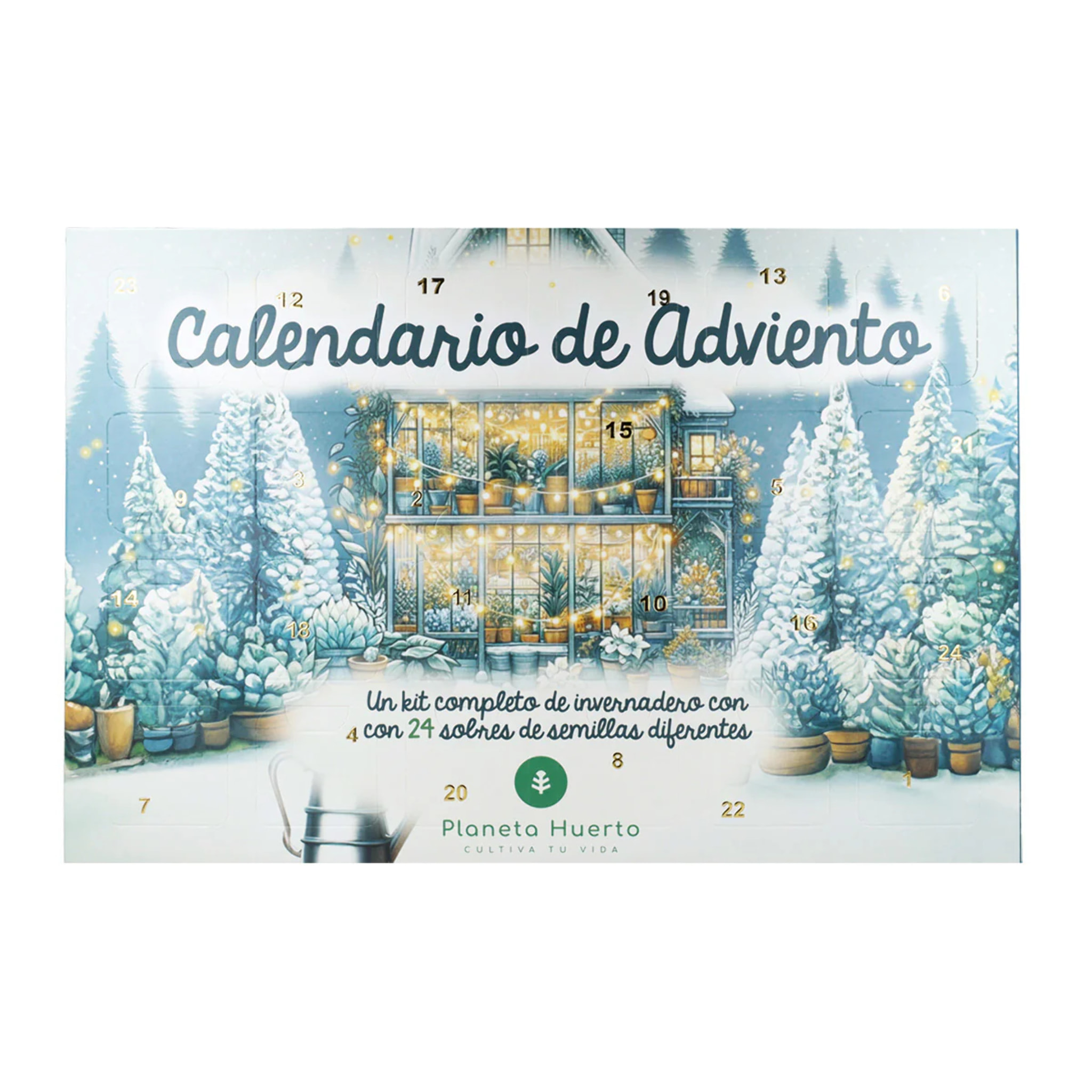 Calendario de Adviento Navideño con semillas y mini invernadero Planeta Huerto
