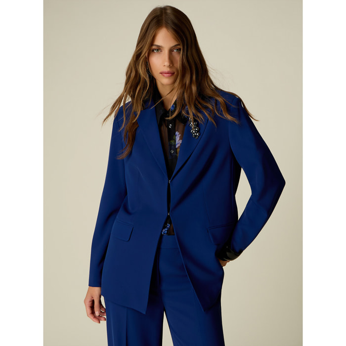 Oltre - Blazer con spilla gioiello - Blu